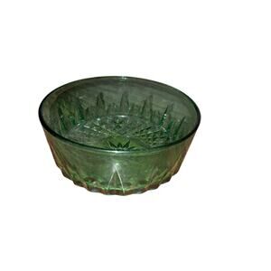 Vintage Arcoroc France Wexford Green Glass Diamond Pattern Bowl 5” Starburst
